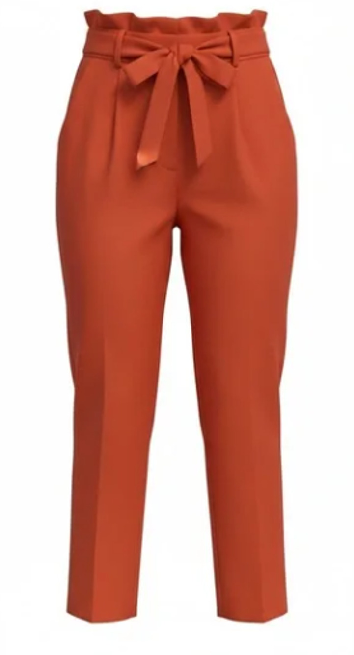 Ann Taylor Factory High-Rise Tapered Ankle Tie-Front Orange Pants Size XS 00-4